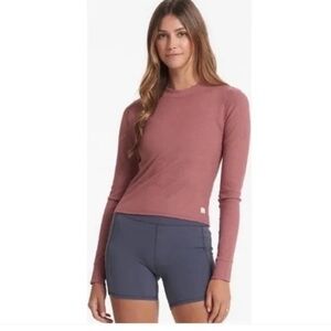 Vuori Mudra Ribbed Fitted Sleeve Size S Rosewood Heather